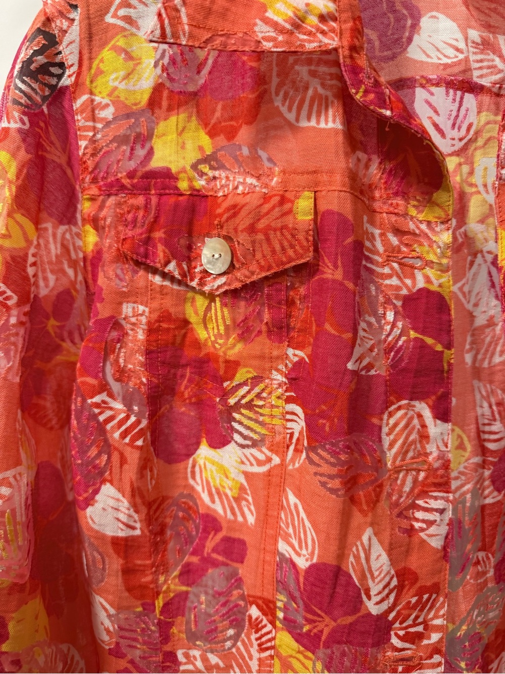 Ruby Rd. Coral-Pink Printed Button-Front Blouse Jacket - Picture 4 of 9